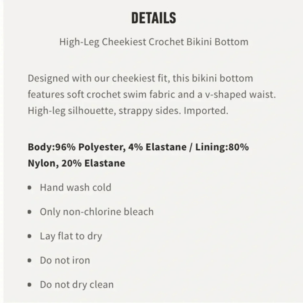 NWOT Hollister• Women's High-Leg Cheekiest Crochet Bikini Bottom size XL - Picture 8 of 8